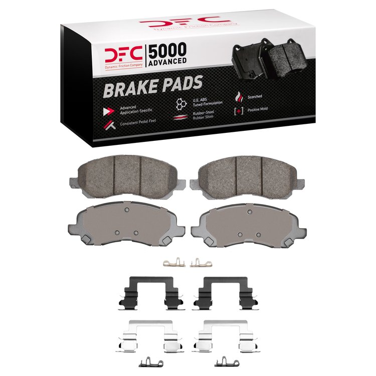 1551-2057-01 5000 Advanced Ceramic Brake Pads & Hardware Kit, 2016-2017 Mopar, Position: Front
