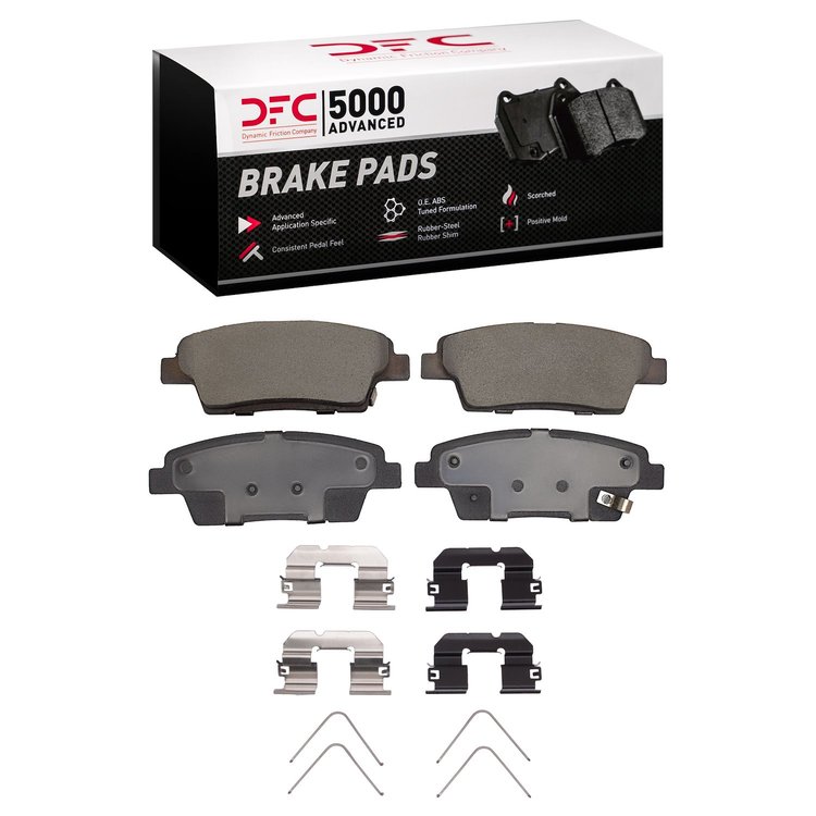 1551-2100-01 5000 Advanced Ceramic Brake Pads & Hardware Kit, 2018-2020 Kia/Hyundai/Genesis, Position: Rear