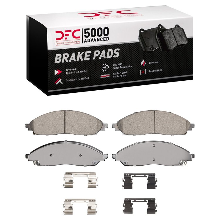 1551-2402-01 5000 Advanced Ceramic Brake Pads & Hardware Kit, Fits Select Mopar, Position: Front