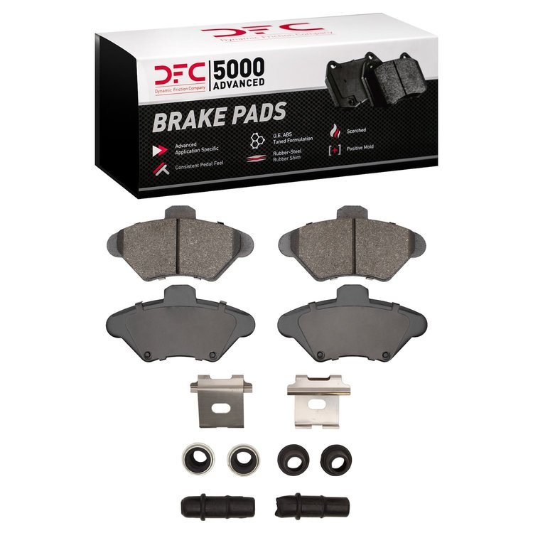 1552-0600-01 5000 Advanced Semi-Metallic Brake Pads & Hardware Kit, 1994-1998 Ford/Lincoln/Mercury/Mazda, Position: Front