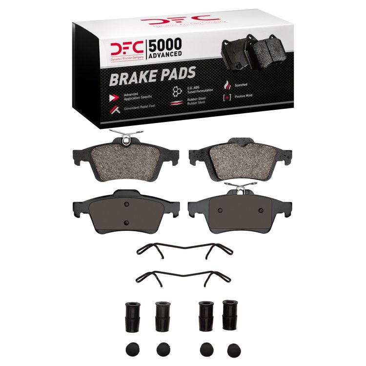 1552-1095-02 5000 Advanced Semi-Metallic Brake Pads & Hardware Kit, 2003-2018 Multiple Makes/Models, Position: Rear