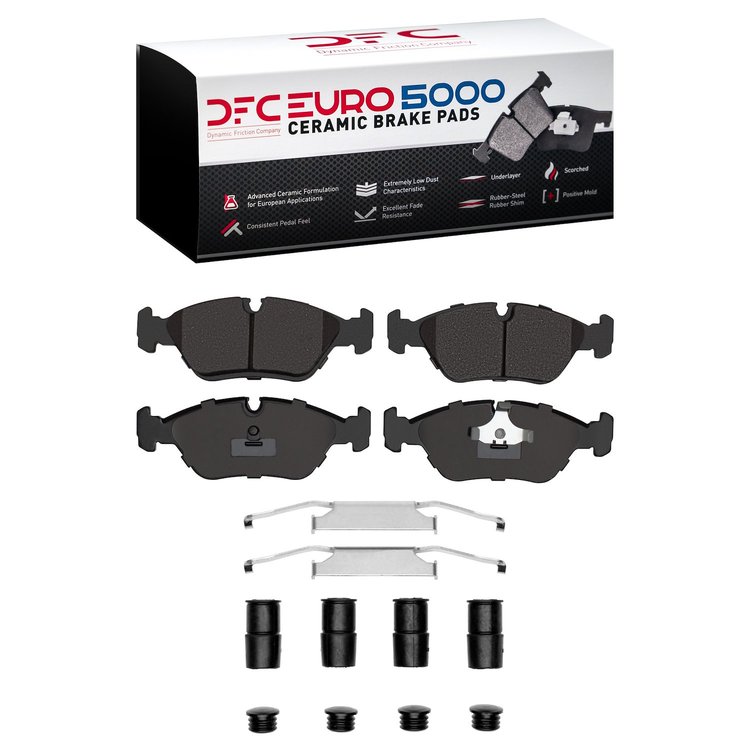 1600-0253-01 5000 Euro Ceramic Brake Pads & Hardware Kit, 1982-1991 Multiple Makes/Models, Position: Front