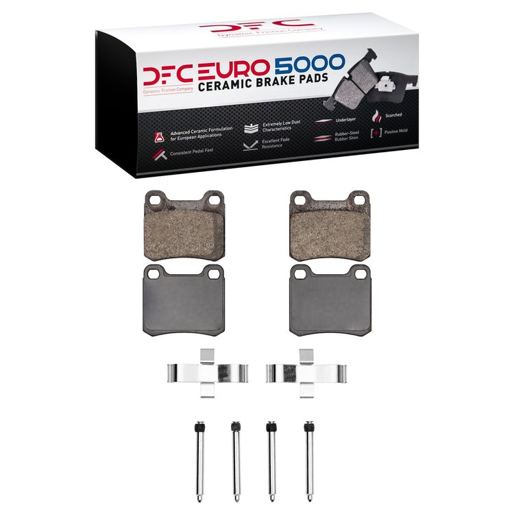 1600-0335-02 5000 Euro Ceramic Brake Pads & Hardware Kit, 1983-1989 Mercedes-Benz, Position: Rear