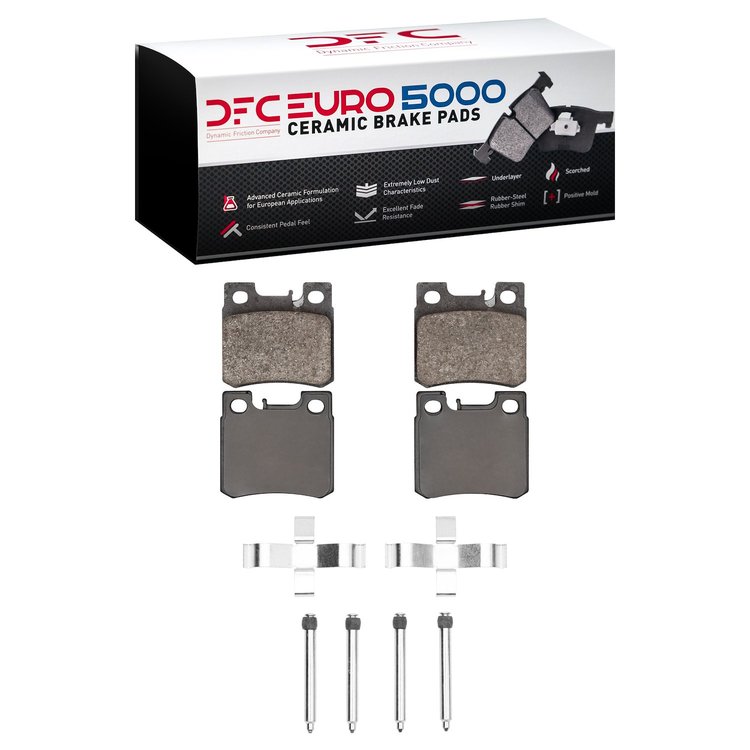 1600-0495-02 5000 Euro Ceramic Brake Pads & Hardware Kit, 1987-2000 Mercedes-Benz, Position: Rear