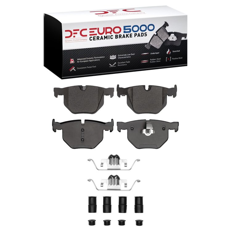 1600-0683-12 5000 Euro Ceramic Brake Pads & Hardware Kit, 2004-2010 BMW, Position: Rear