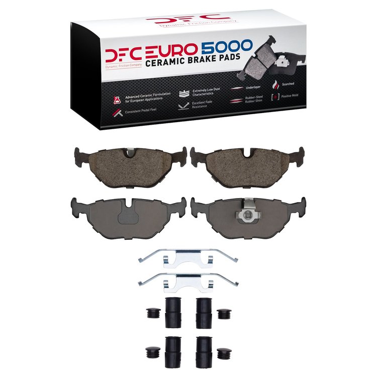 1600-0692-11 5000 Euro Ceramic Brake Pads & Hardware Kit, 1996-2003 BMW, Position: Rear