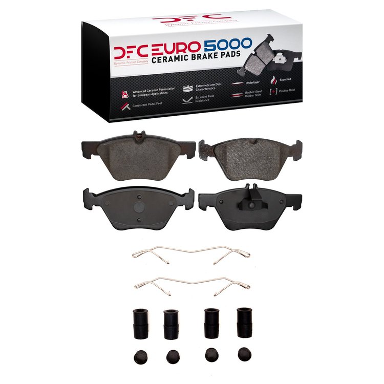 1600-0740-01 5000 Euro Ceramic Brake Pads & Hardware Kit, 1996-2008 Multiple Makes/Models, Position: Front