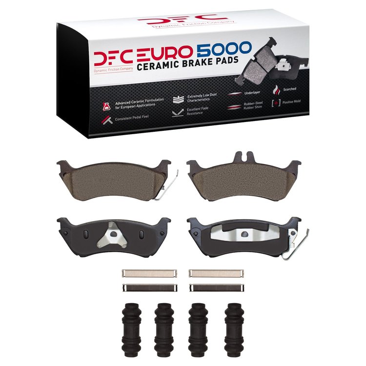 1600-0875-01 5000 Euro Ceramic Brake Pads & Hardware Kit, 1998-2005 Mercedes-Benz, Position: Rear