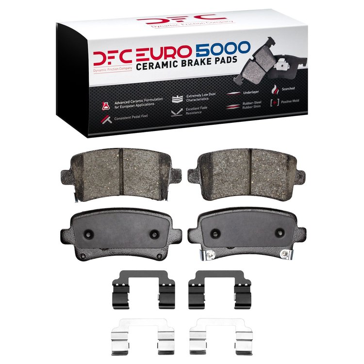1600-1430-01 5000 Euro Ceramic Brake Pads & Hardware Kit, 2010-2020 GM, Position: Rear