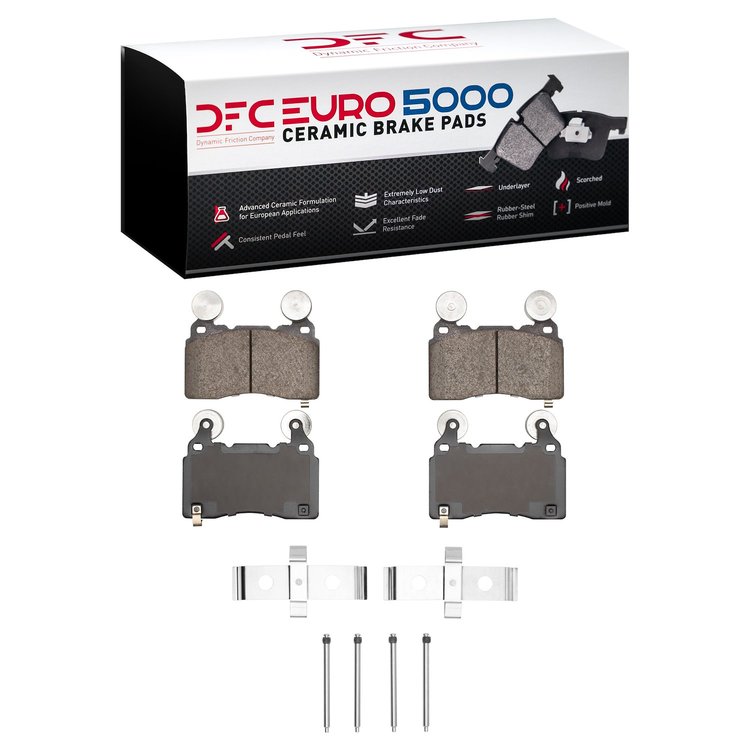 1600-1474-01 5000 Euro Ceramic Brake Pads & Hardware Kit, 2010-2015 GM, Position: Front