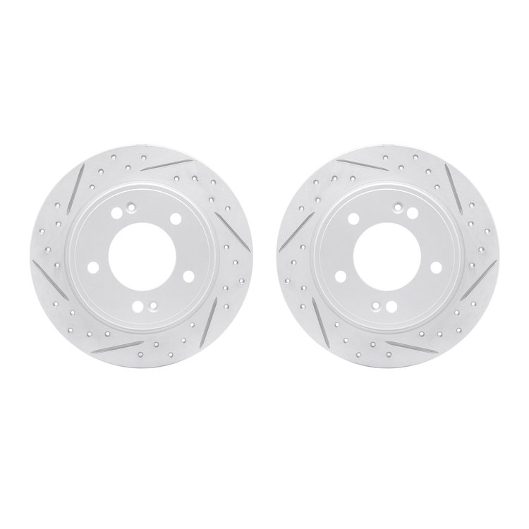 2002-03036 Geoperformance Drilled/Slotted Brake Rotors, Fits Select Kia/Hyundai/Genesis, Position: Rear