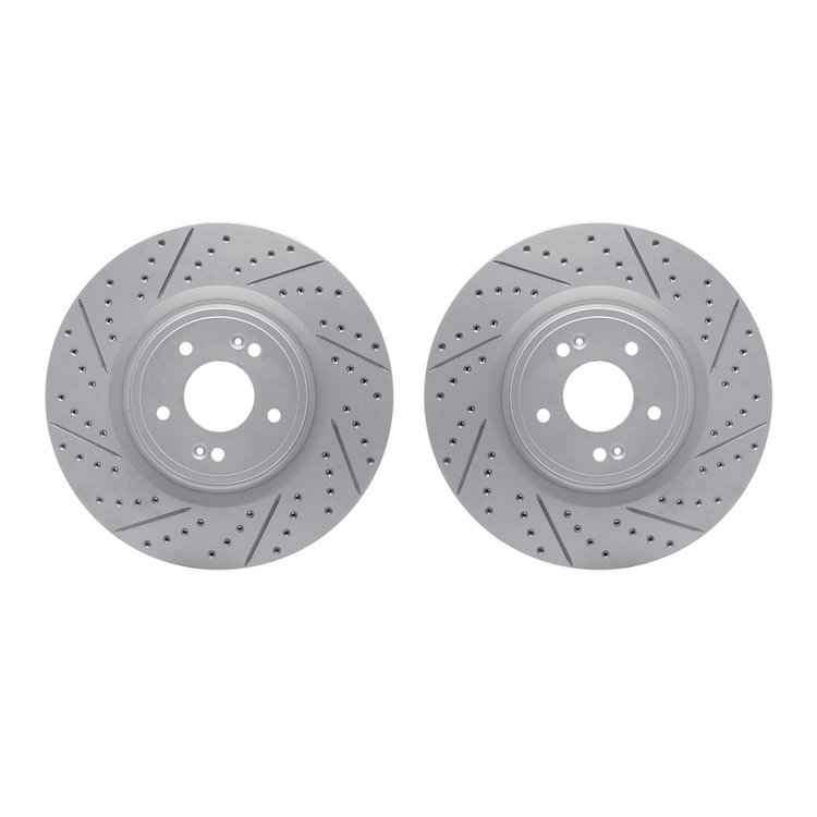 2002-21000 Geoperformance Drilled/Slotted Brake Rotors, Fits Select Kia/Hyundai/Genesis, Position: Front
