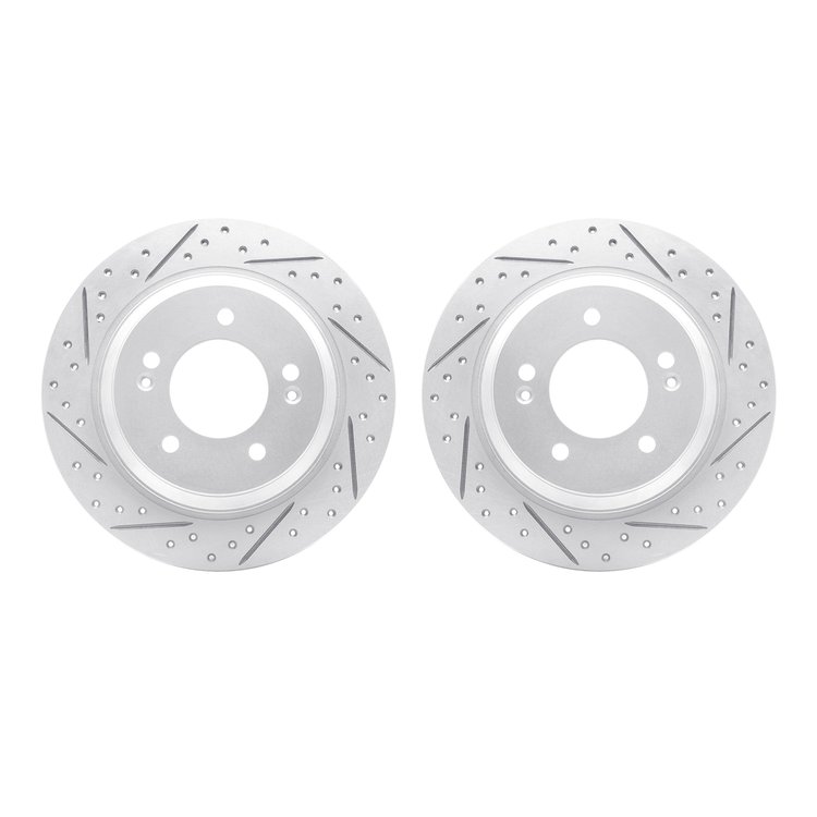2002-21020 Geoperformance Drilled/Slotted Brake Rotors, Fits Select Kia/Hyundai/Genesis, Position: Rear