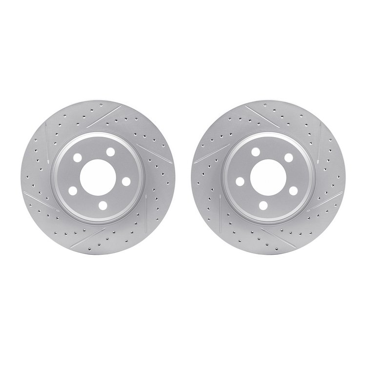 2002-39003 Geoperformance Drilled/Slotted Brake Rotors, Fits Select Mopar, Position: Front