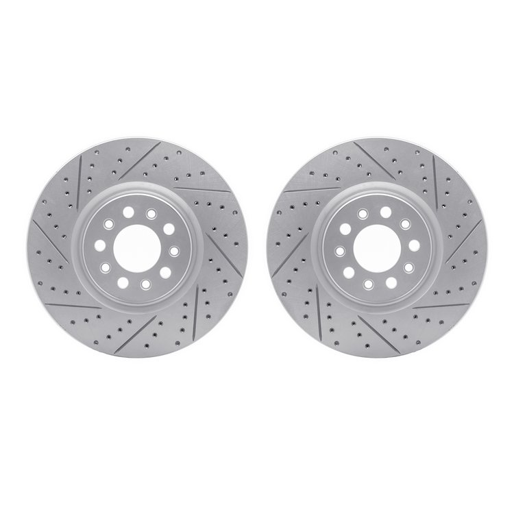 2002-42000 Geoperformance Drilled/Slotted Brake Rotors, Fits Select Mopar, Position: Front