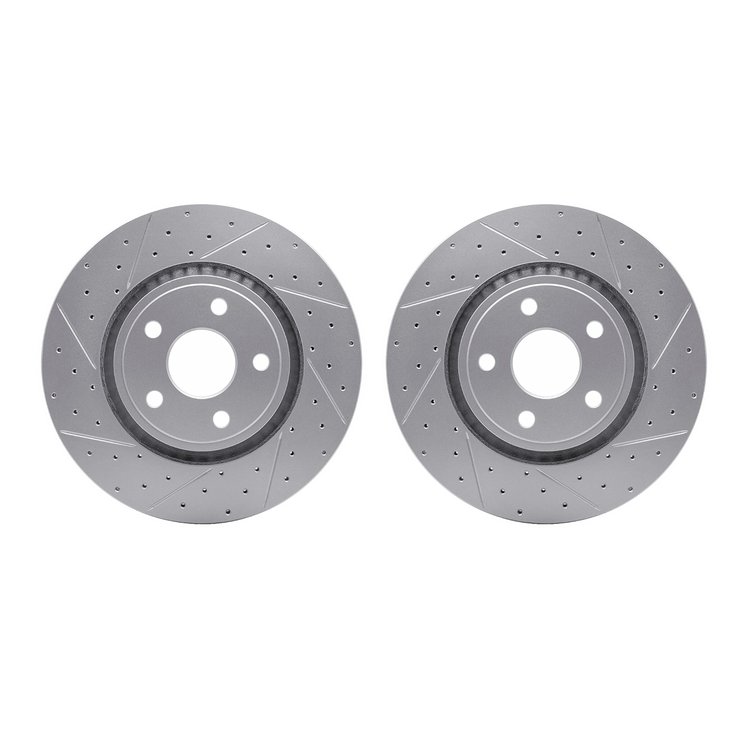 2002-42001 Geoperformance Drilled/Slotted Brake Rotors, Fits Select Mopar, Position: Front