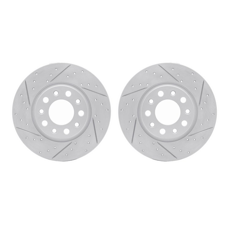 2002-42018 Geoperformance Drilled/Slotted Brake Rotors, Fits Select Mopar, Position: Rear