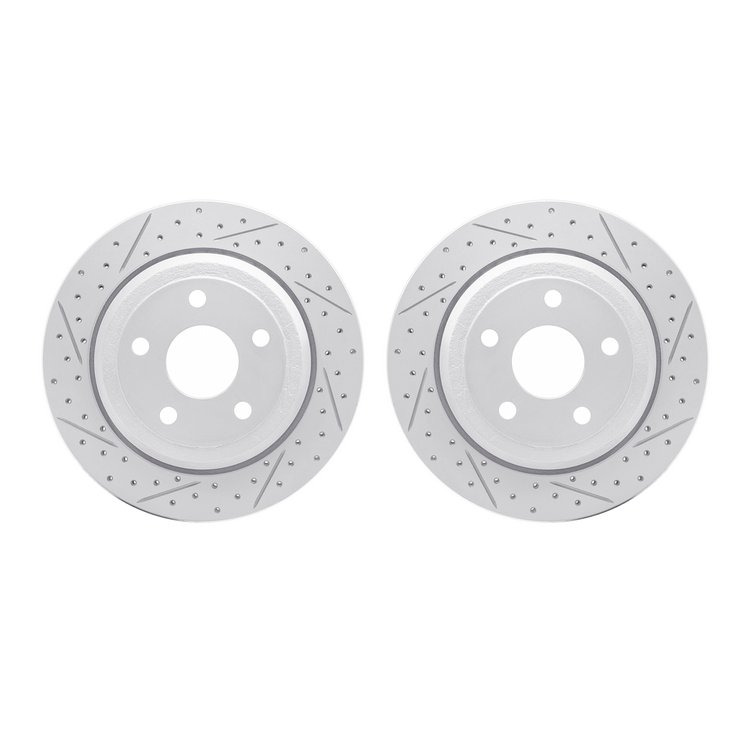 2002-42019 Geoperformance Drilled/Slotted Brake Rotors, Fits Select Mopar, Position: Rear