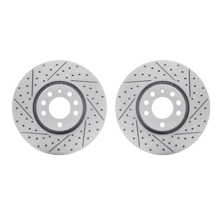 2002-65002 Geoperformance Drilled/Slotted Brake Rotors, 2003-2011 GM, Position: Front