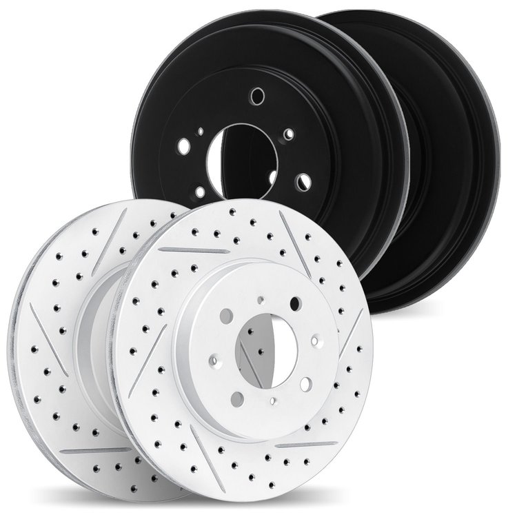 2004-67044 Geoperformance Drilled/Slotted Brake Rotors & Drums Kit, Fits Select Infiniti/Nissan, Position: Front and Rear