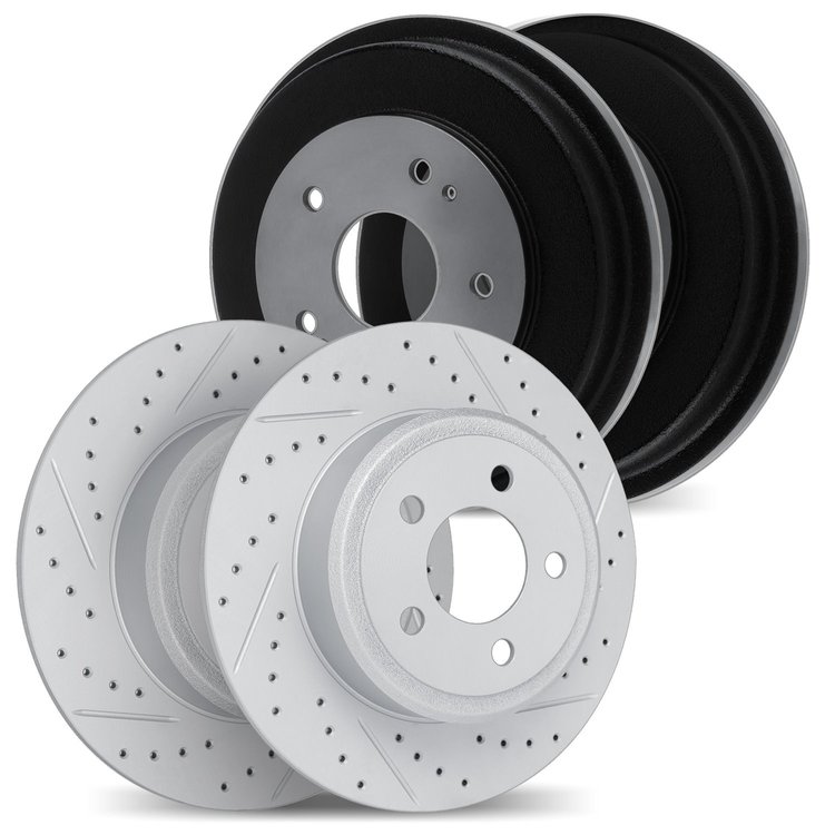 2004-74031 Geoperformance Drilled/Slotted Brake Rotors & Drums Kit, 1970-1972 Audi/Volkswagen, Position: Front and Rear