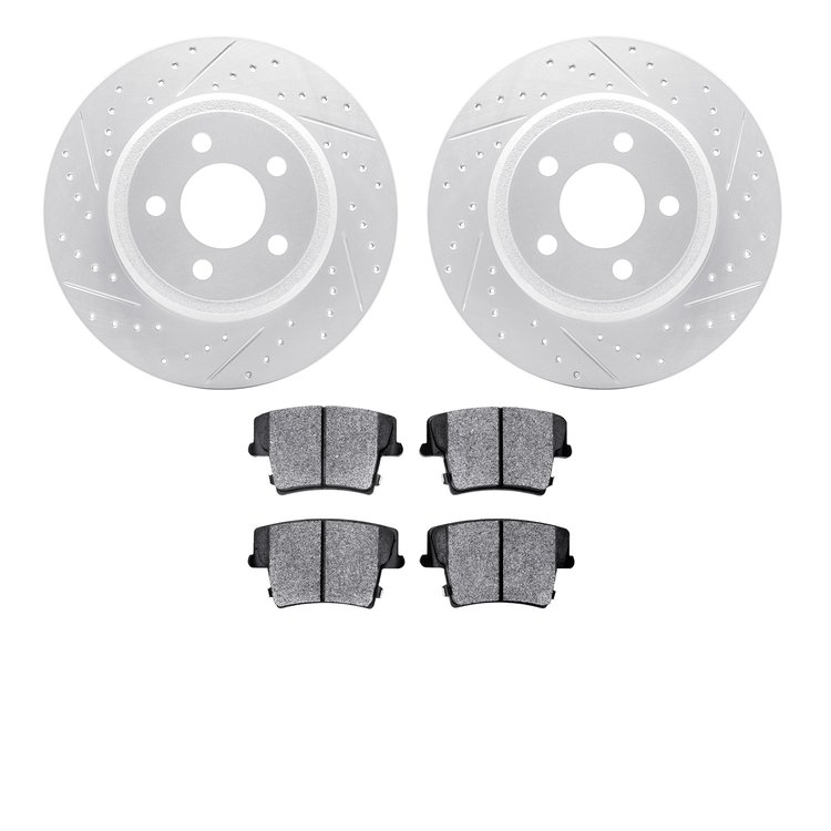 2202-39010 Geoperformance Drilled/Slotted Rotors w/Heavy-Duty Pads Kit, Fits Select Mopar, Position: Rear
