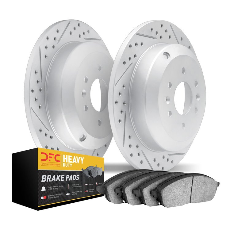 2202-40060 Geoperformance Drilled/Slotted Rotors w/Heavy-Duty Pads Kit, 2003-2004 Mopar, Position: Rear