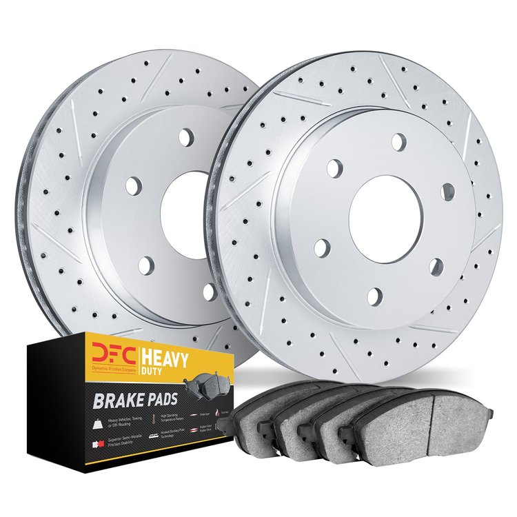 2202-40062 Geoperformance Drilled/Slotted Rotors w/Heavy-Duty Pads Kit, 2003-2003 Mopar, Position: Rear