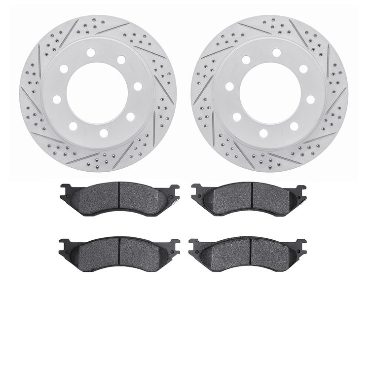 2202-40064 Geoperformance Drilled/Slotted Rotors w/Heavy-Duty Pads Kit, 2003-2008 Mopar, Position: Rear