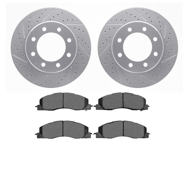 2202-40074 Geoperformance Drilled/Slotted Rotors w/Heavy-Duty Pads Kit, 2009-2018 Mopar, Position: Front
