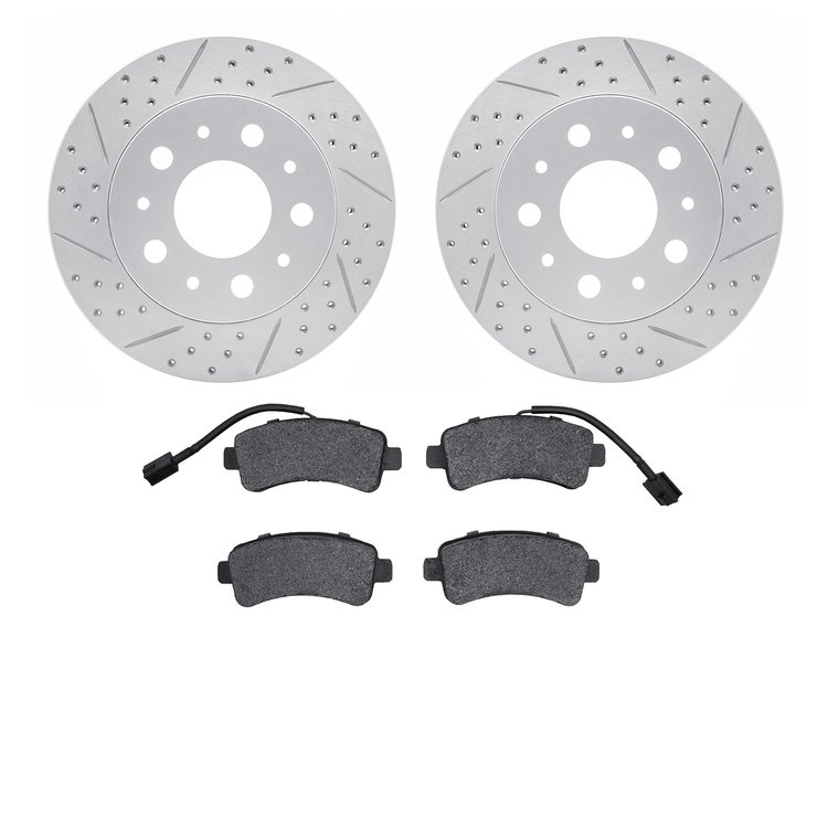 2202-40083 Geoperformance Drilled/Slotted Rotors w/Heavy-Duty Pads Kit, 2014-2021 Mopar, Position: Rear