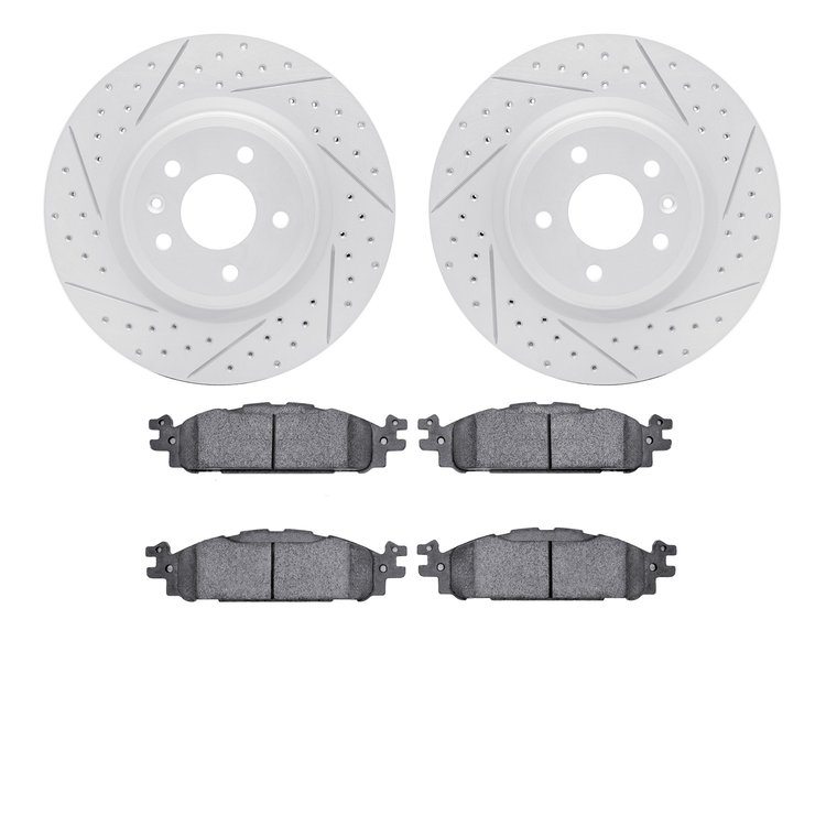 2202-54002 Geoperformance Drilled/Slotted Rotors w/Heavy-Duty Pads Kit, 2009-2010 Ford/Lincoln/Mercury/Mazda, Position: Front