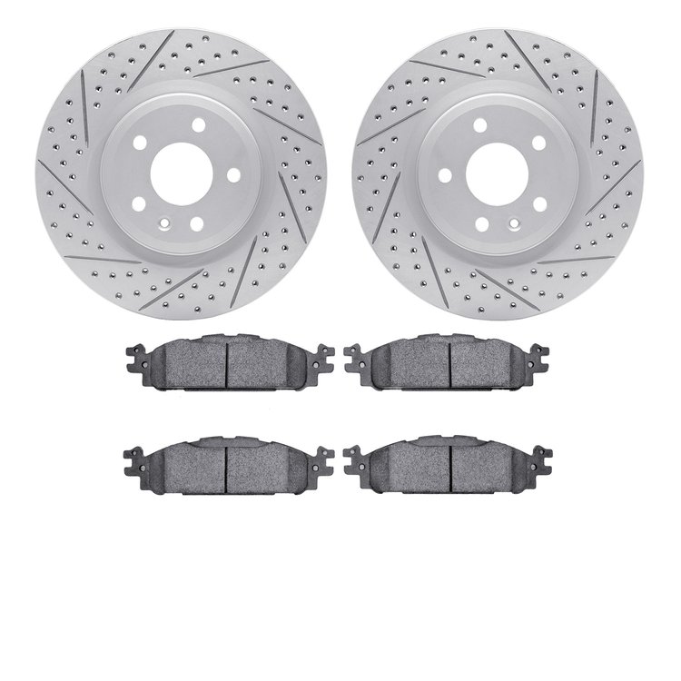 2202-54005 Geoperformance Drilled/Slotted Rotors w/Heavy-Duty Pads Kit, 2011-2019 Ford/Lincoln/Mercury/Mazda, Position: Front