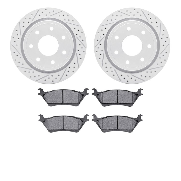 2202-54011 Geoperformance Drilled/Slotted Rotors w/Heavy-Duty Pads Kit, 2012-2014 Ford/Lincoln/Mercury/Mazda, Position: Rear
