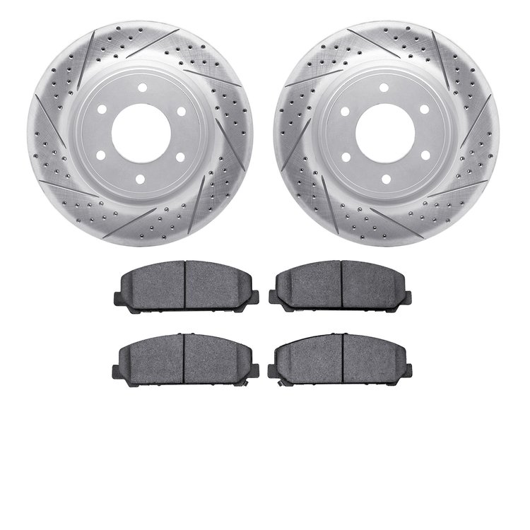 2202-67002 Geoperformance Drilled/Slotted Rotors w/Heavy-Duty Pads Kit, Fits Select Infiniti/Nissan, Position: Front