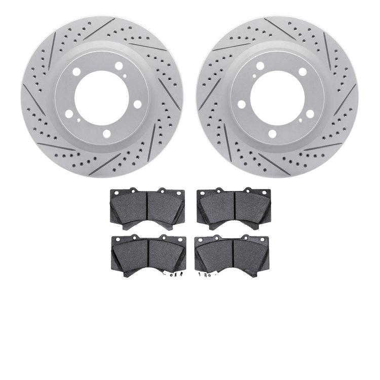2202-76005 Geoperformance Drilled/Slotted Rotors w/Heavy-Duty Pads Kit, Fits Select Lexus/Toyota/Scion, Position: Front