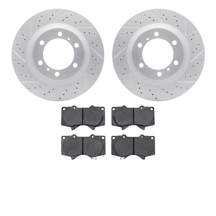 2202-76008 Geoperformance Drilled/Slotted Rotors w/Heavy-Duty Pads Kit, Fits Select Lexus/Toyota/Scion, Position: Front