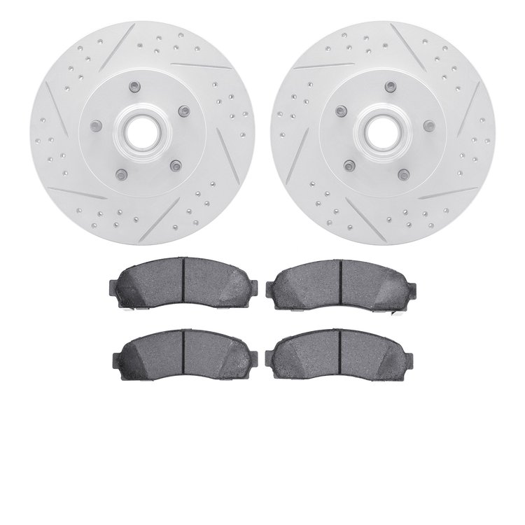 2202-99085 Geoperformance Drilled/Slotted Rotors w/Heavy-Duty Pads Kit, 2003-2011 Ford/Lincoln/Mercury/Mazda, Position: Front