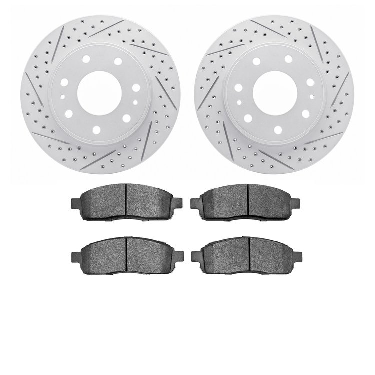 2202-99175 Geoperformance Drilled/Slotted Rotors w/Heavy-Duty Pads Kit, 2009-2009 Ford/Lincoln/Mercury/Mazda, Position: Front
