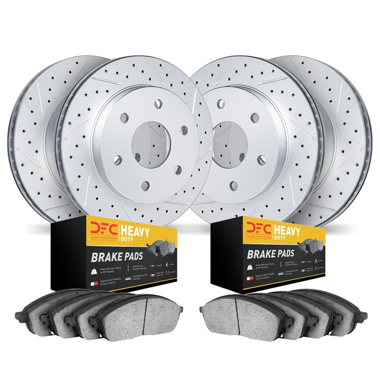 2204-48065 Geoperformance Drilled/Slotted Rotors w/Heavy-Duty Pads Kit, 2007-2014 GM, Position: Front and Rear