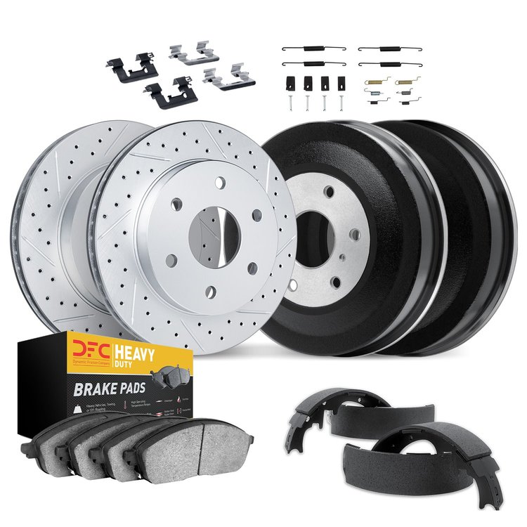 2214-76005 Geoperformance Drilled/Slotted Rotors w/Heavy-Duty Pads/Drums/Shoes & Hardware Kit, 2009-2012 Lexus/Toyota/Scion, Pos