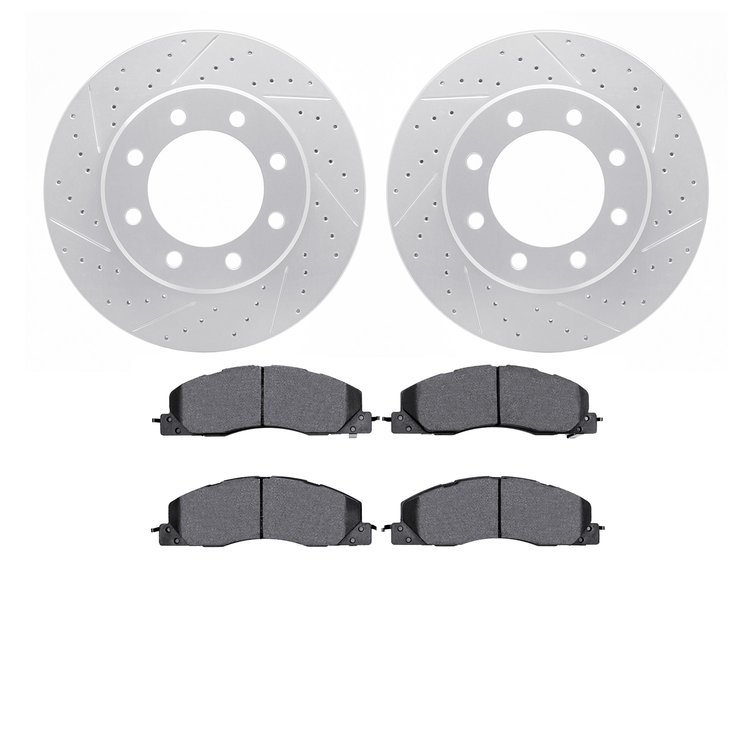 2402-40019 Geoperformance Drilled/Slotted Brake Rotors with Ultimate-Duty Brake Pads Kit, 2009-2018 Mopar, Position: Front