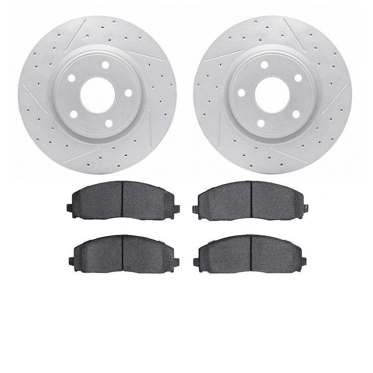 2402-40020 Geoperformance Drilled/Slotted Brake Rotors with Ultimate-Duty Brake Pads Kit, Fits Select Multiple Makes/Models, Pos