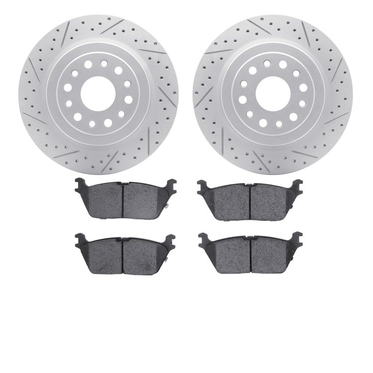 2402-40024 Geoperformance Drilled/Slotted Brake Rotors with Ultimate-Duty Brake Pads Kit, Fits Select Mopar, Position: Rear