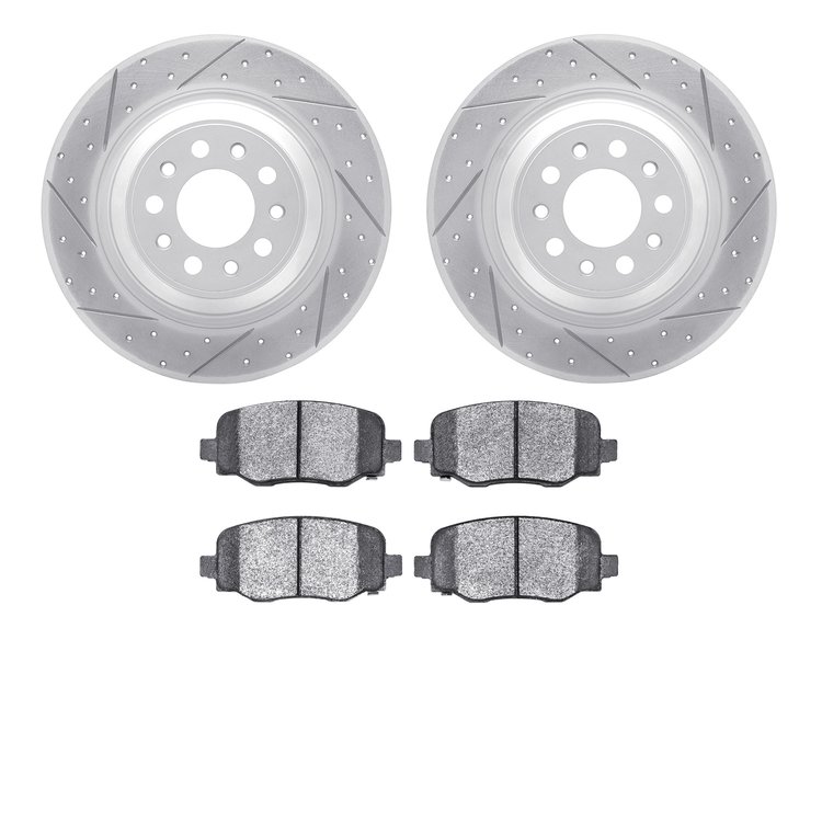 2402-42011 Geoperformance Drilled/Slotted Brake Rotors with Ultimate-Duty Brake Pads Kit, Fits Select Mopar, Position: Rear