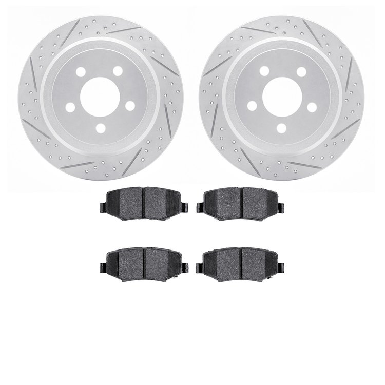 2402-42016 Geoperformance Drilled/Slotted Brake Rotors with Ultimate-Duty Brake Pads Kit, 2007-2012 Mopar, Position: Rear