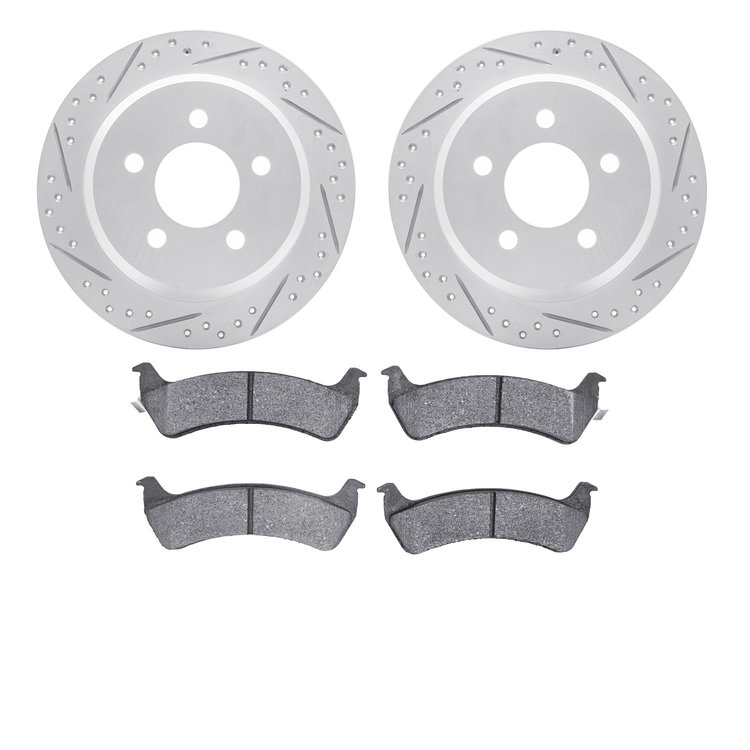 2402-42020 Geoperformance Drilled/Slotted Brake Rotors with Ultimate-Duty Brake Pads Kit, 1993-1994 Mopar, Position: Rear