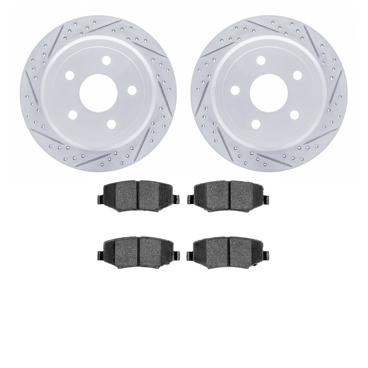2402-42027 Geoperformance Drilled/Slotted Brake Rotors with Ultimate-Duty Brake Pads Kit, 2007-2018 Mopar, Position: Rear