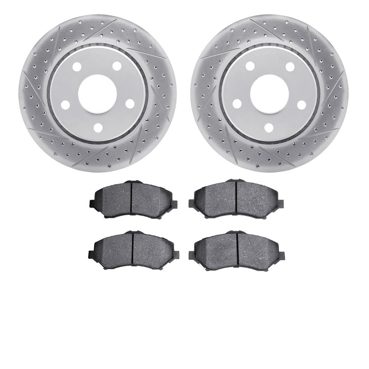 2402-42028 Geoperformance Drilled/Slotted Brake Rotors with Ultimate-Duty Brake Pads Kit, 2007-2018 Mopar, Position: Front