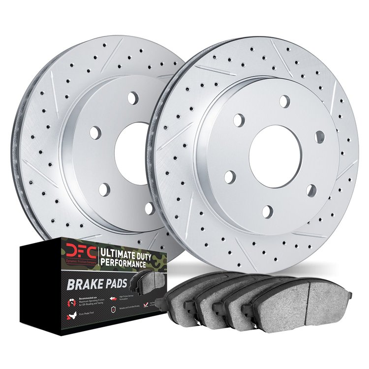2402-47010 Geoperformance Drilled/Slotted Brake Rotors with Ultimate-Duty Brake Pads Kit, Fits Select GM, Position: Front